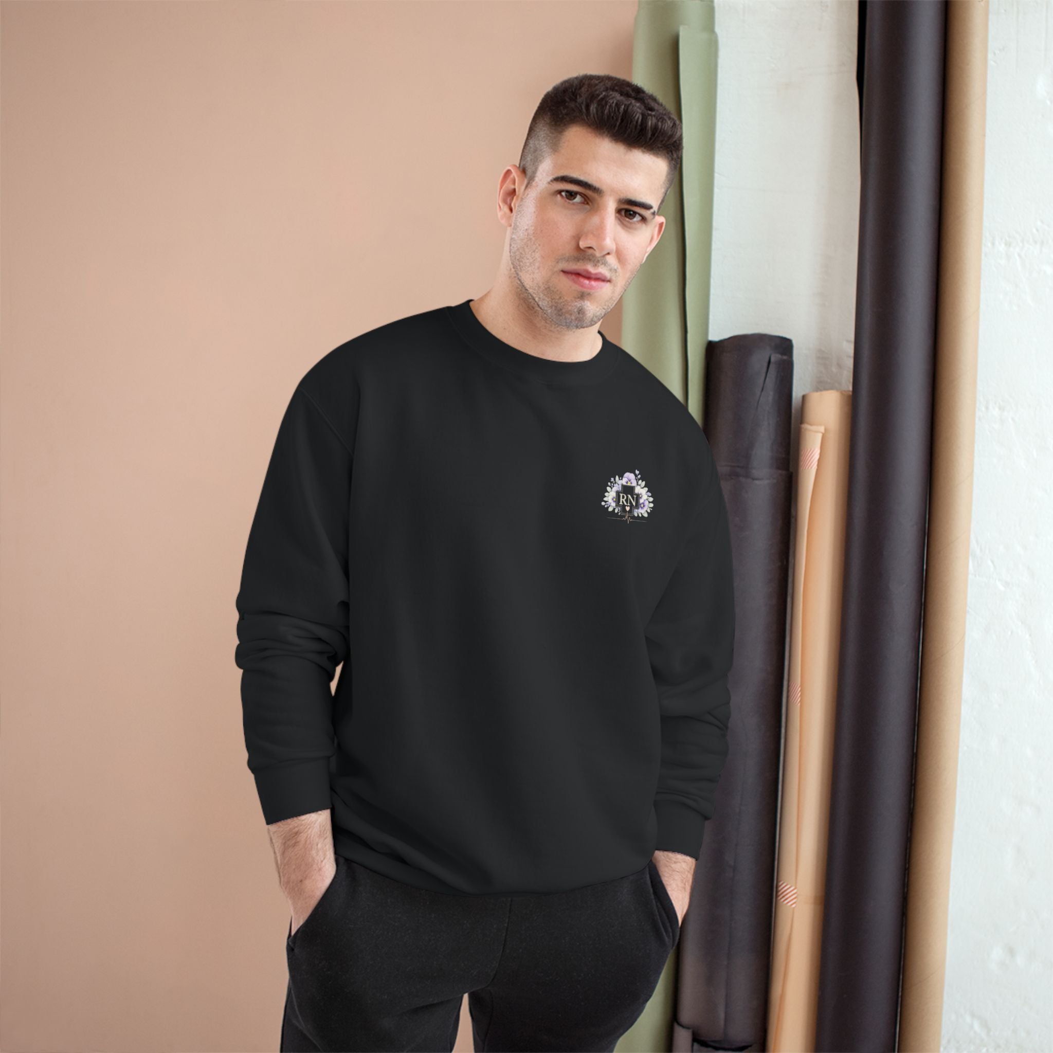 Champion Sweatshirt - Floral Nurse Design