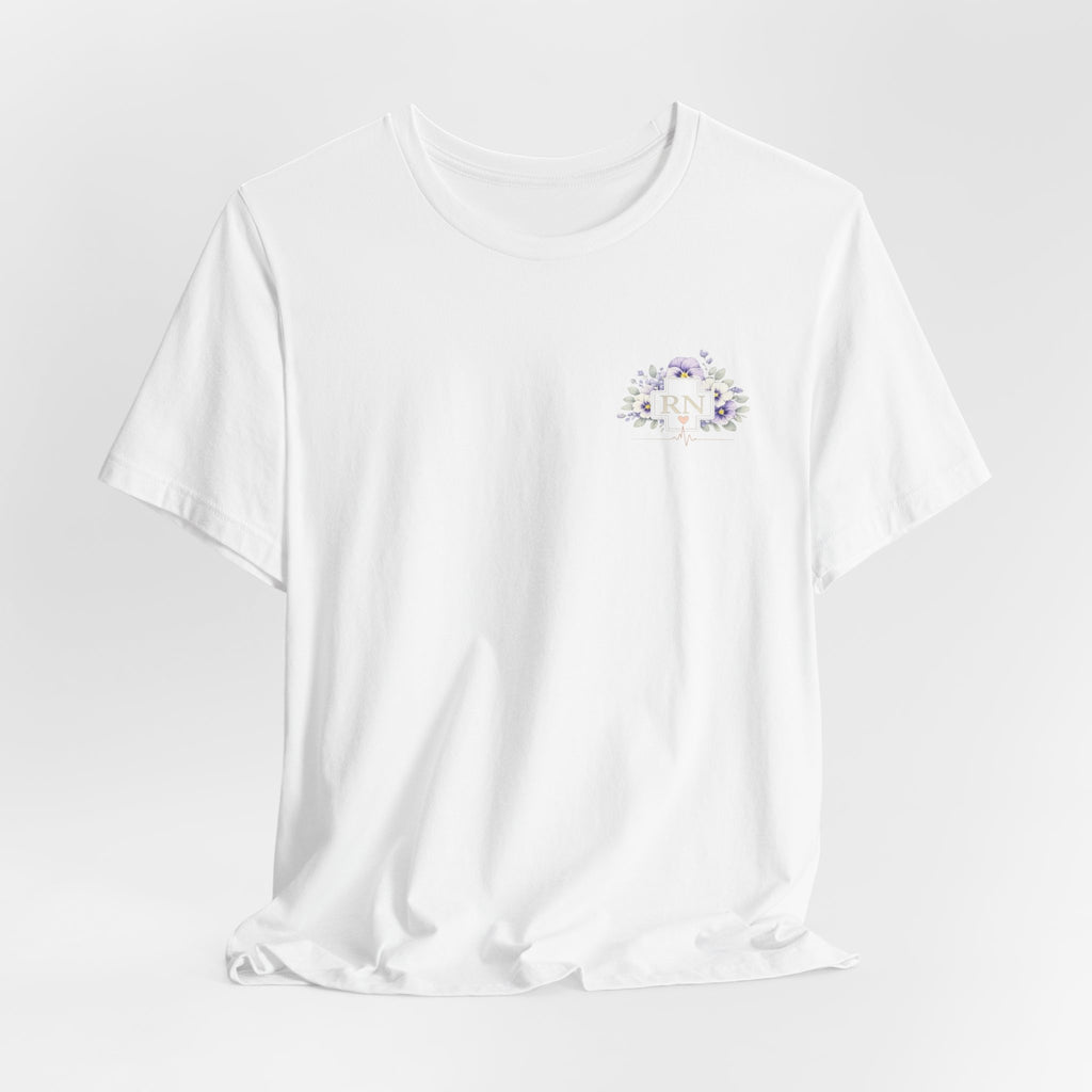 Floral Moon Pocket Tee — Lavender Crescent Floral Chest Print