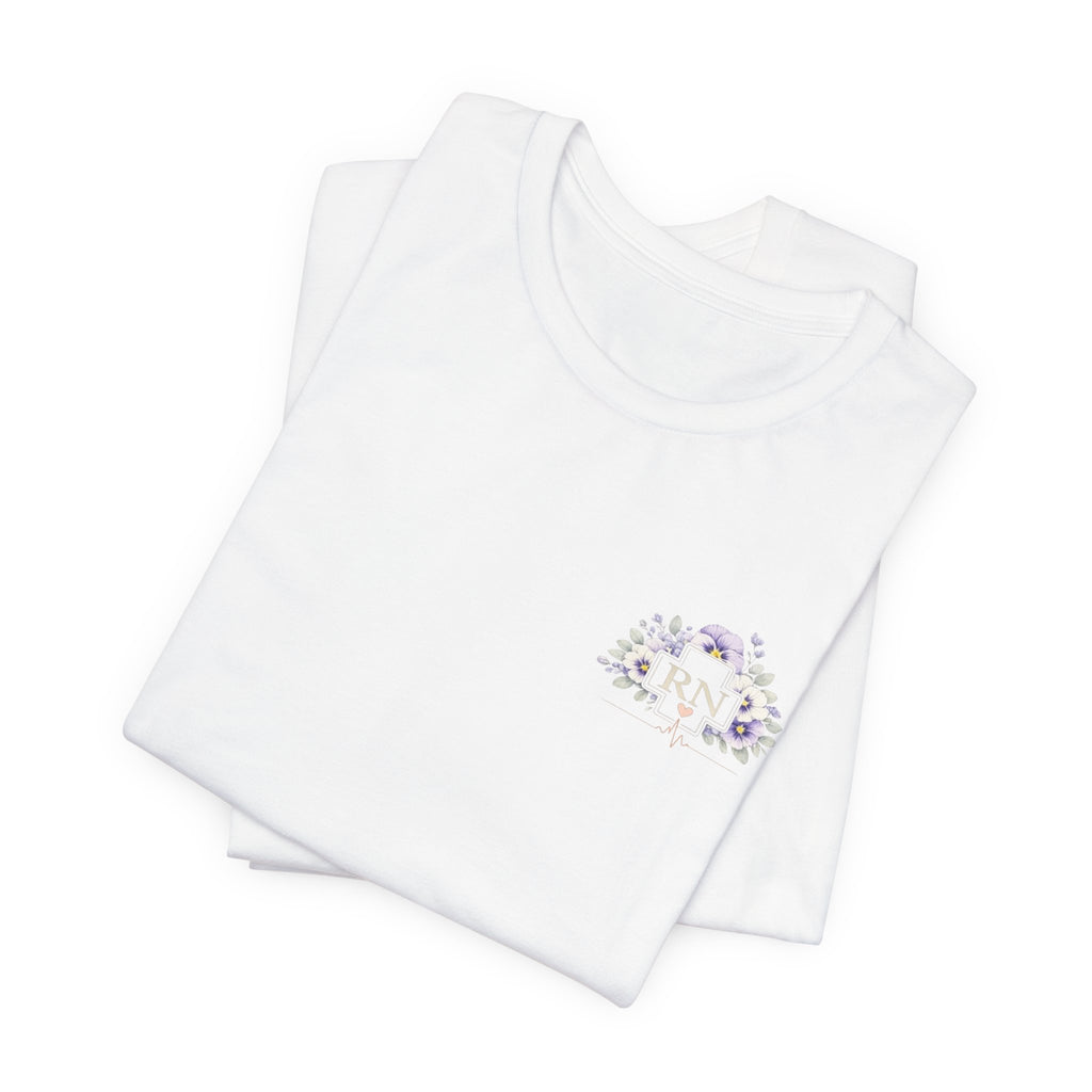 Floral Moon Pocket Tee — Lavender Crescent Floral Chest Print